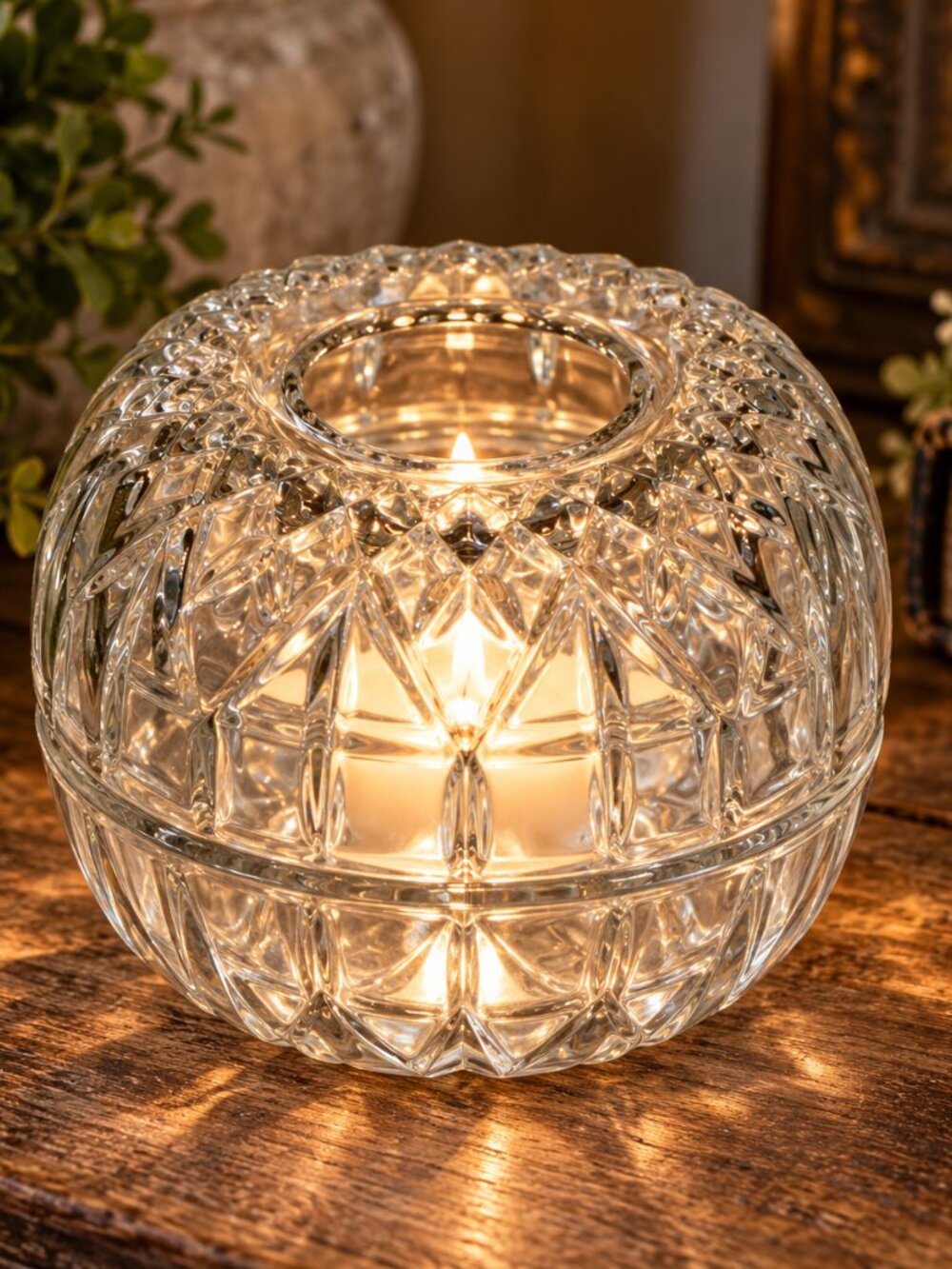 HOMCO Clear Glass Fairy Lamp Diamond Starburst Candle Holder